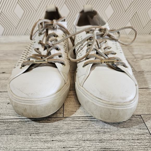 Blackstone PL87 Perforated White Leather Low Top Sneakers Size 40 - Picture 2 of 9